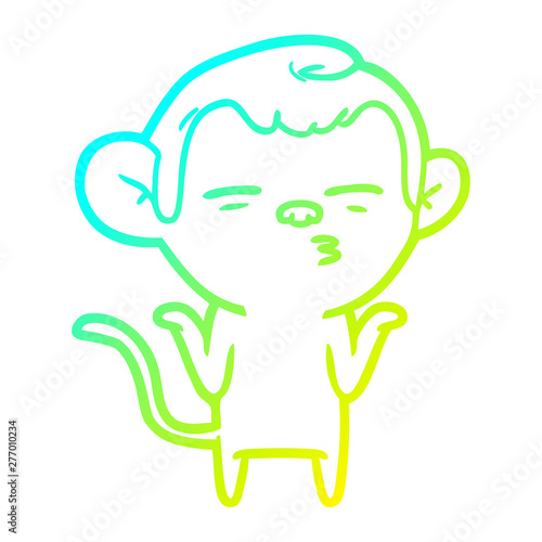 cold gradient line drawing cartoon suspicious monkey