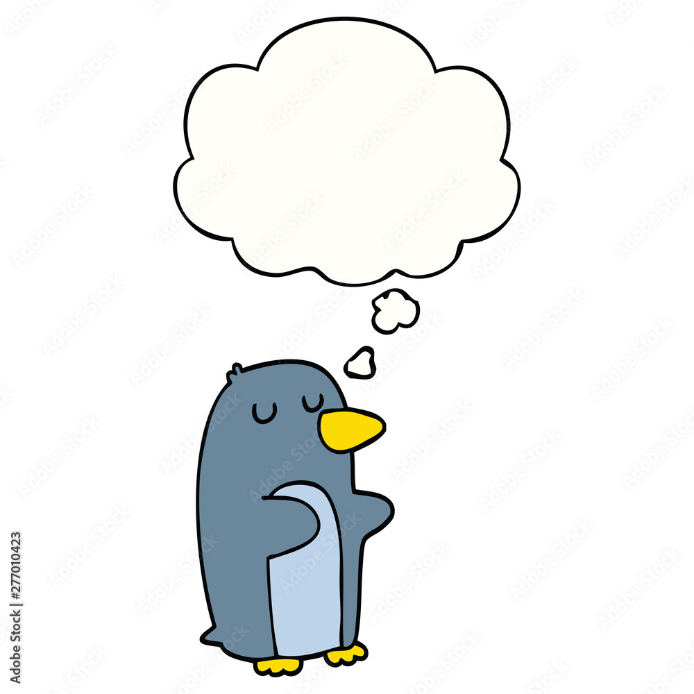 cartoon penguin and thought bubble cartoon penguin and thought bubble