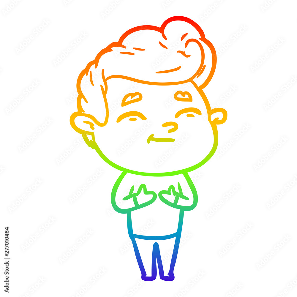 rainbow gradient line drawing happy cartoon man rainbow gradient line drawing happy cartoon man