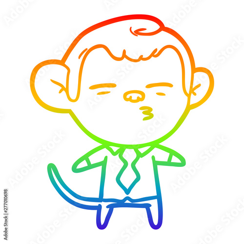 rainbow gradient line drawing cartoon suspicious monkey