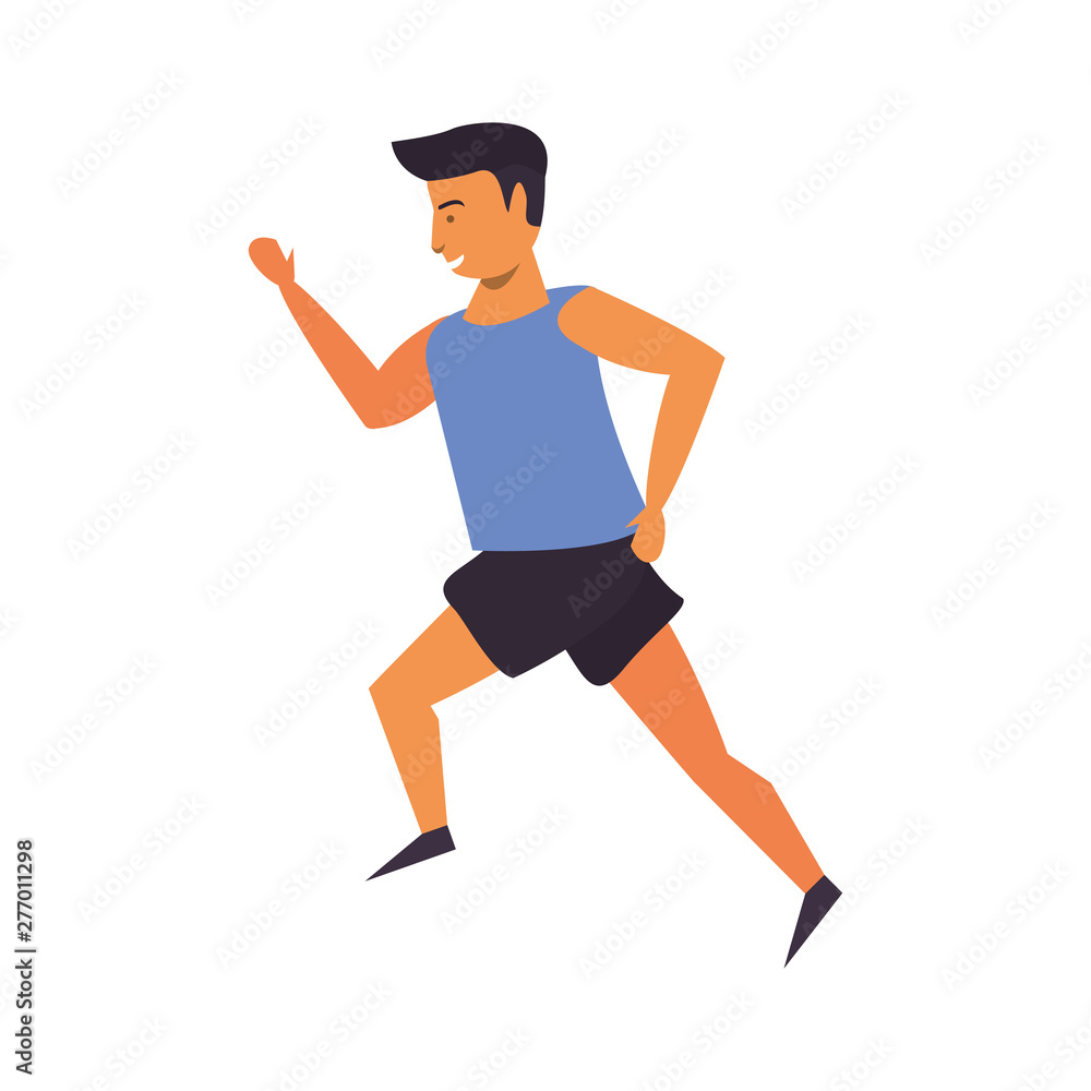 Fototapeta premium Fitness man running isolated cartoon