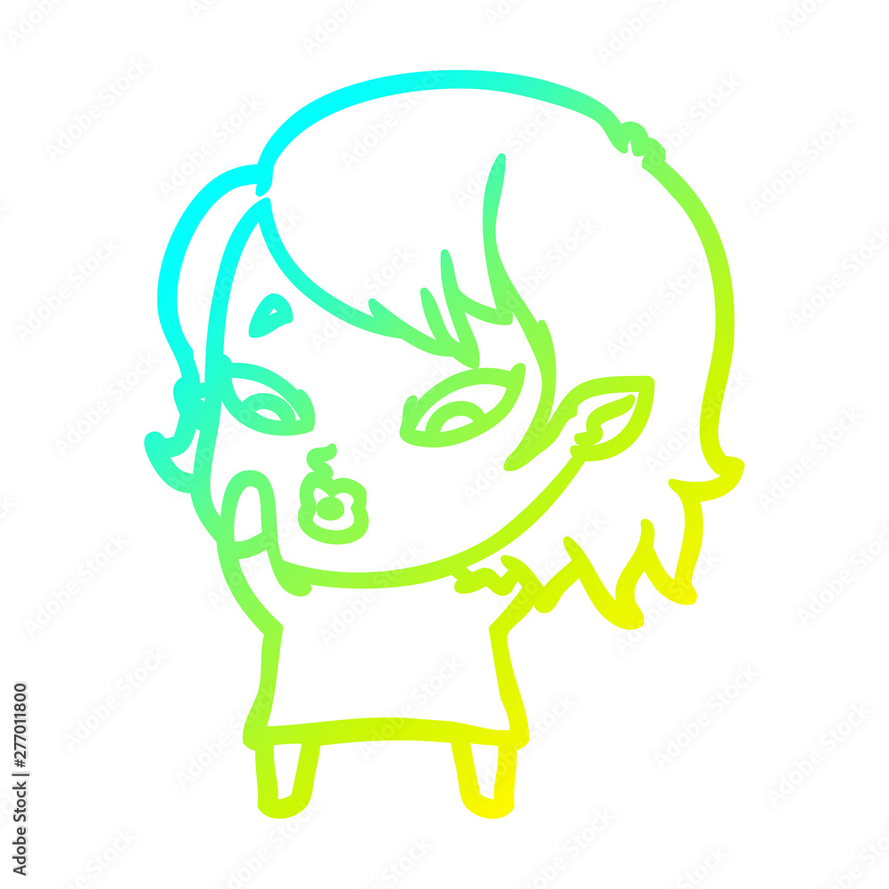 cold gradient line drawing cute cartoon vampire girl cold gradient line drawing cute cartoon vampire girl
