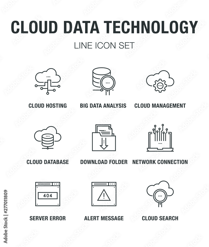 Fototapeta premium CLOUD DATA TECHNOLOGY LINE ICON SET