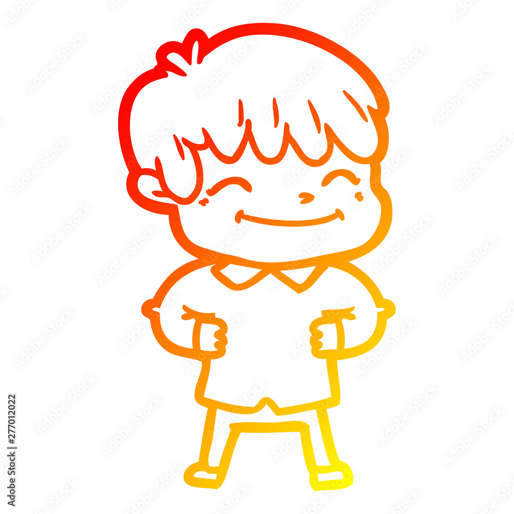 warm gradient line drawing cartoon happy boy warm gradient line drawing cartoon happy boy