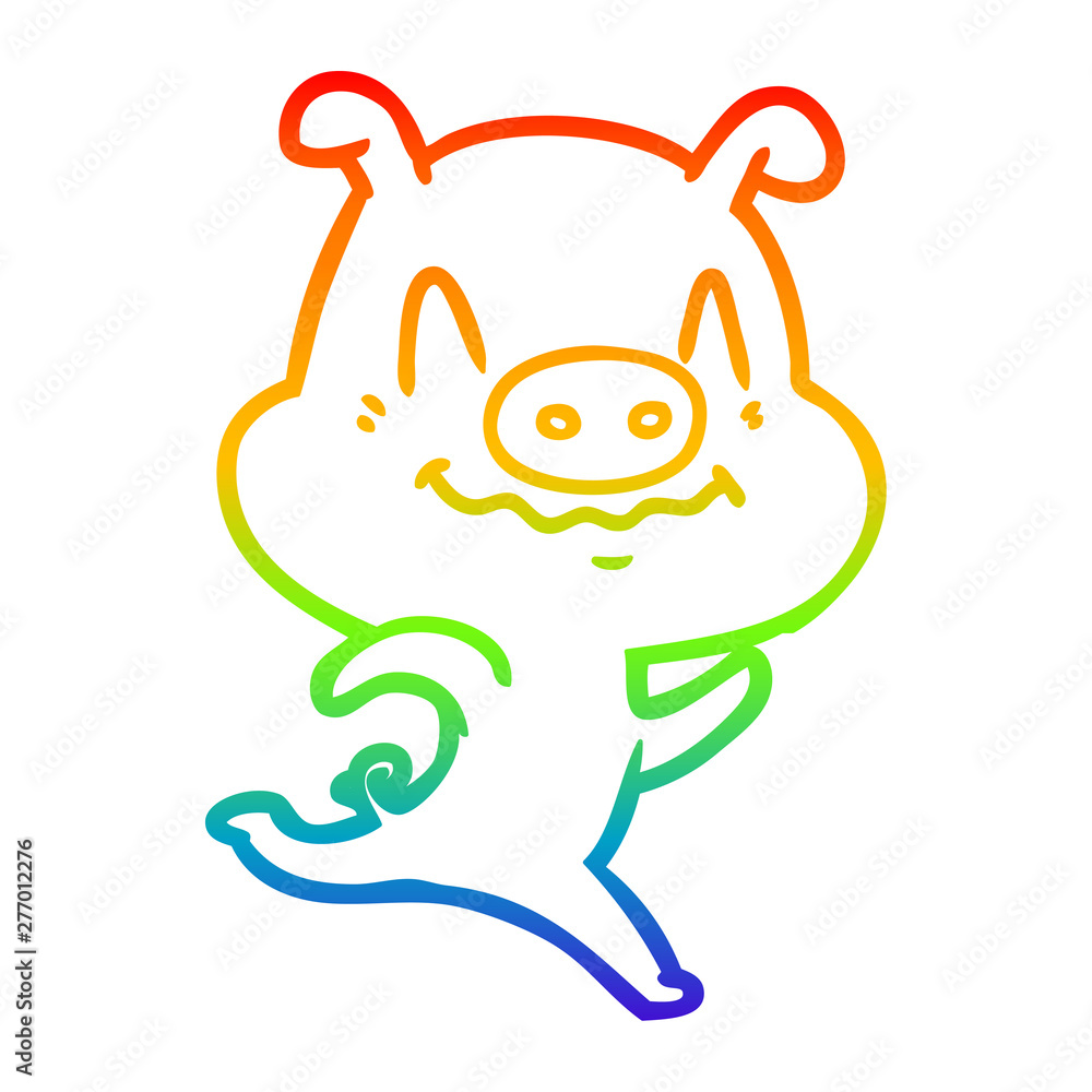 rainbow gradient line drawing nervous cartoon pig rainbow gradient line drawing nervous cartoon pig
