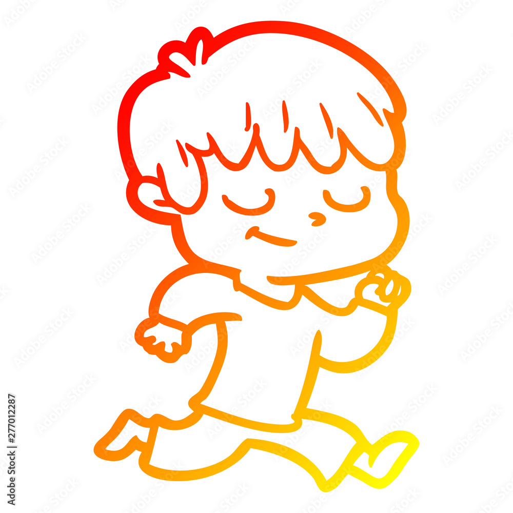 Obraz premium warm gradient line drawing cartoon happy boy