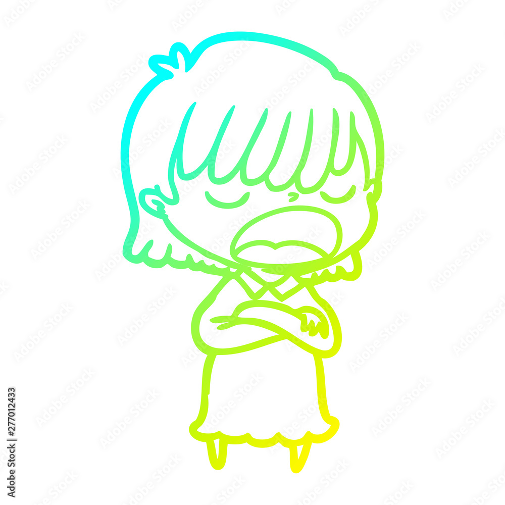 cold gradient line drawing cartoon woman talking loudly cold gradient line drawing cartoon woman talking loudly