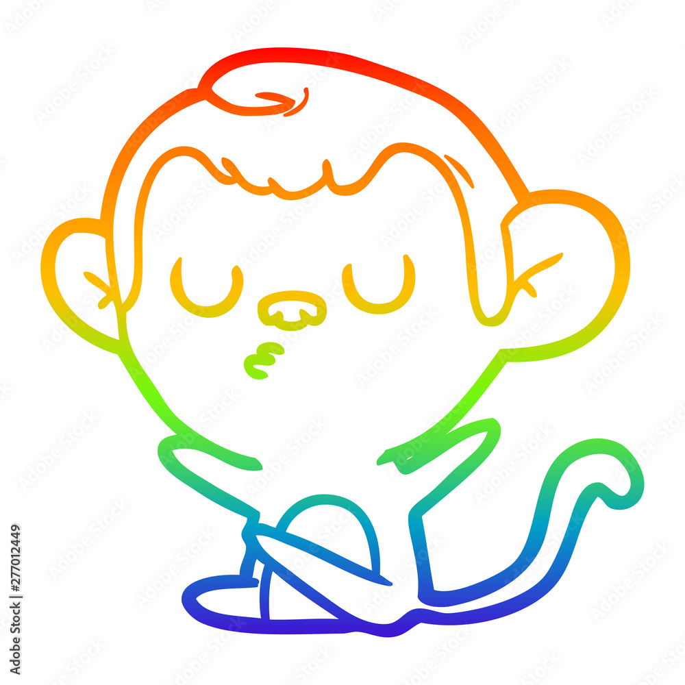 rainbow gradient line drawing cartoon monkey rainbow gradient line drawing cartoon monkey