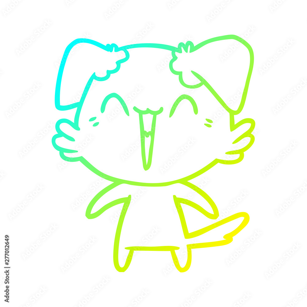 cold gradient line drawing happy little dog cartoon cold gradient line drawing happy little dog cartoon