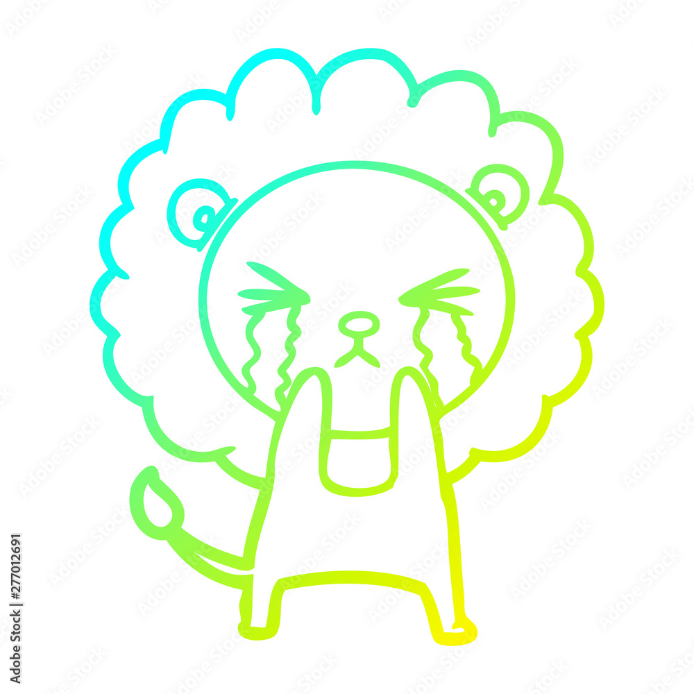 cold gradient line drawing cartoon crying lion cold gradient line drawing cartoon crying lion