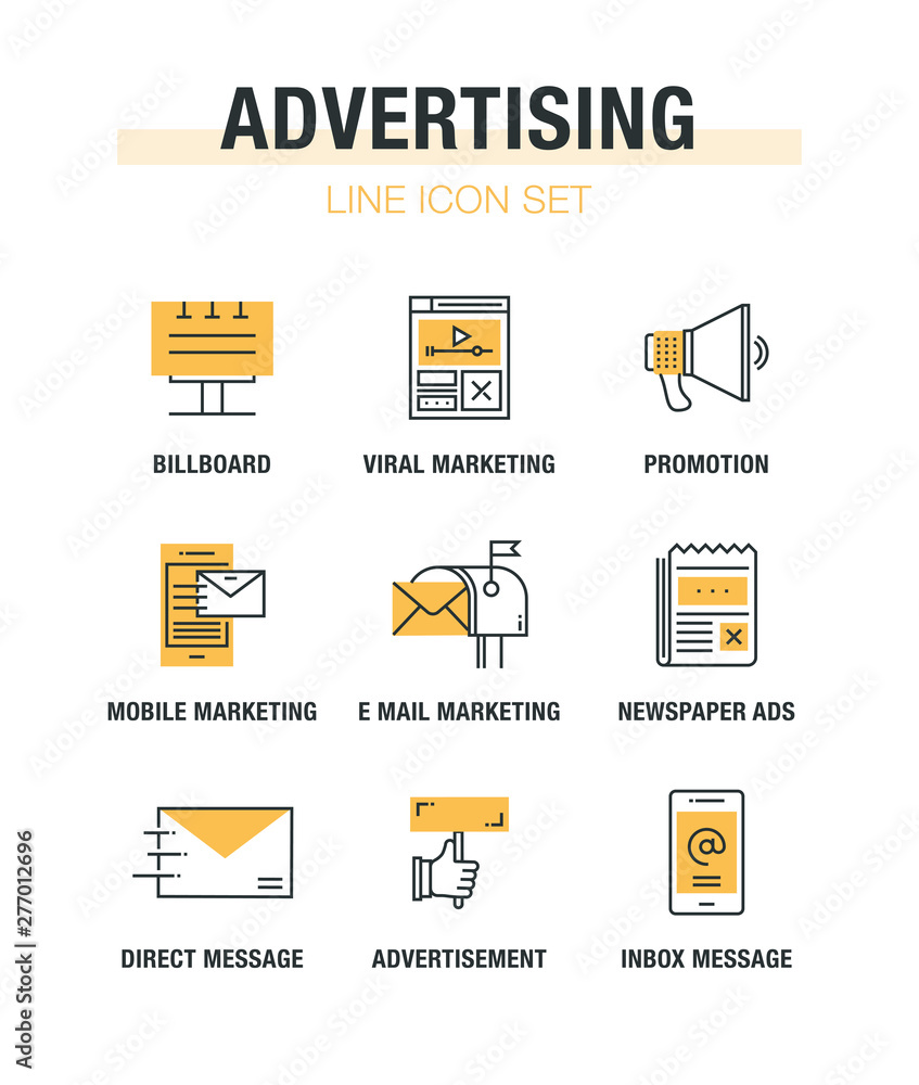 Fototapeta premium ADVERTISING LINE ICON SET