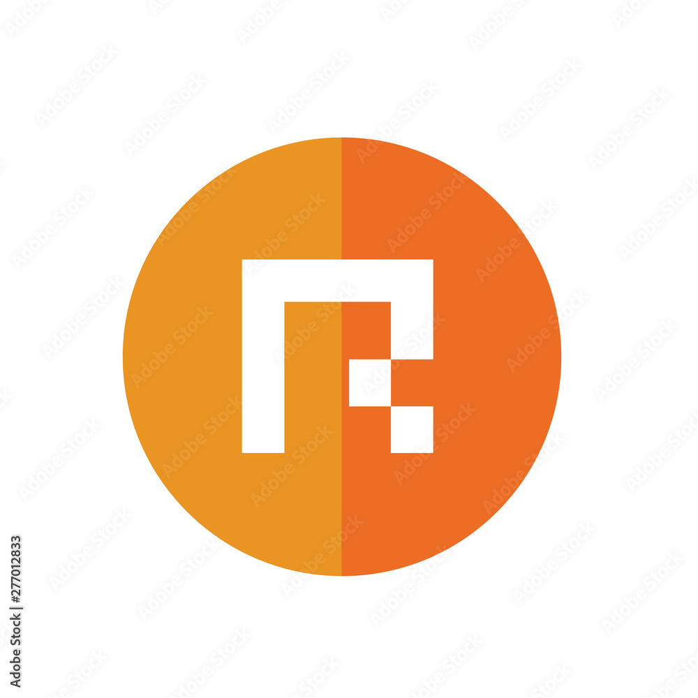 Obraz premium Alphabet R With Orange Circle, Flat Icon Design - Vector