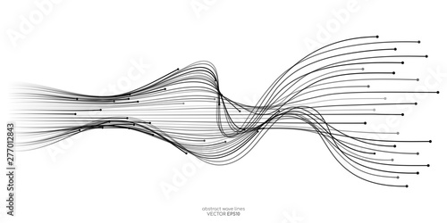 Vector wave lines flowing dynamic in isolated on white background for concept of AI technology, digital, communication, science, music