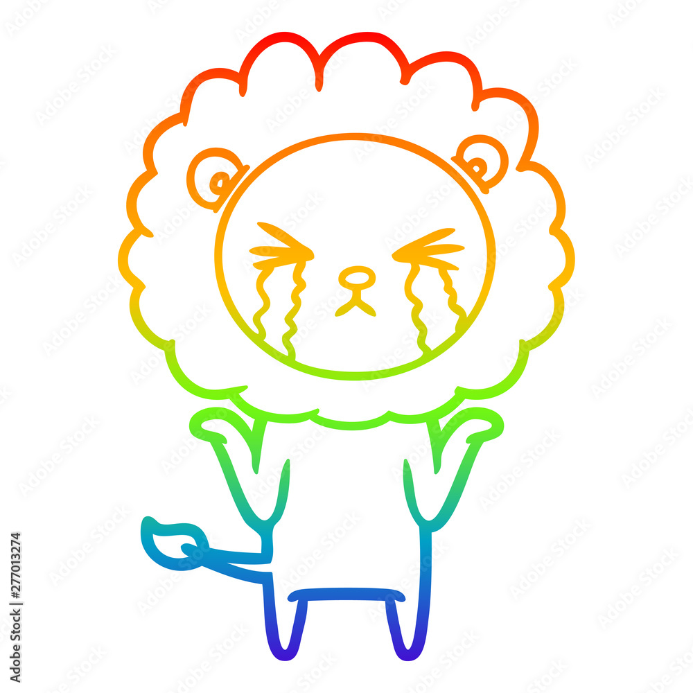 rainbow gradient line drawing cartoon crying lion rainbow gradient line drawing cartoon crying lion