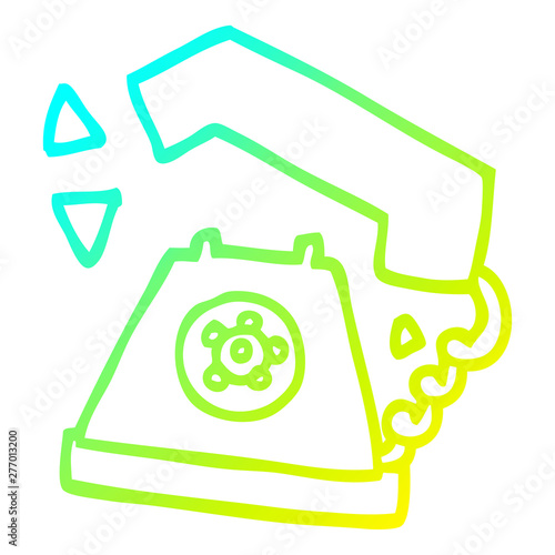 cold gradient line drawing cartoon retro telephone