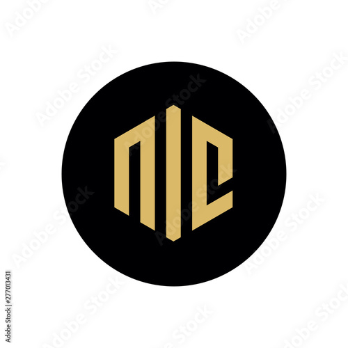 NIC Letter Logo Design, On Black Circle Shape