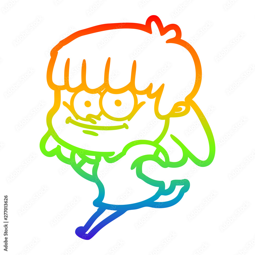 rainbow gradient line drawing cartoon smiling woman rainbow gradient line drawing cartoon smiling woman