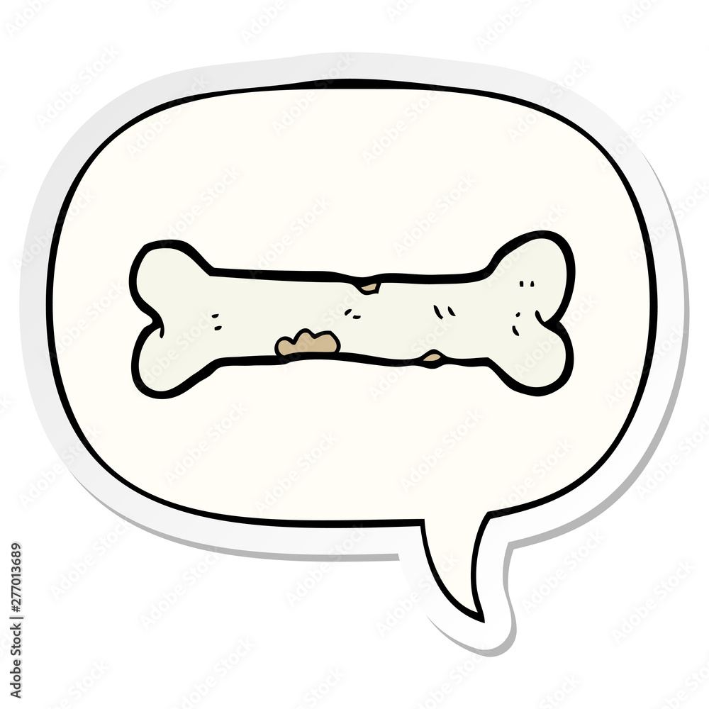 cartoon bone and speech bubble sticker cartoon bone and speech bubble sticker