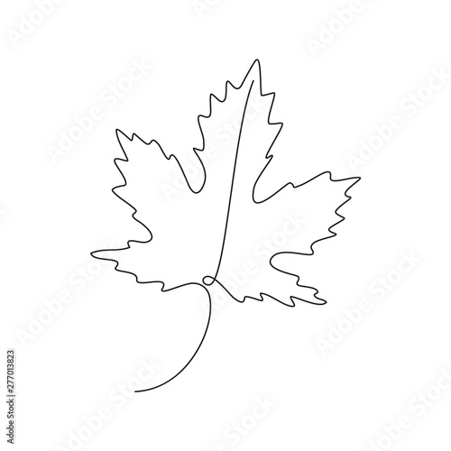 monochrome one line illustration with a leaf contour. Another side.