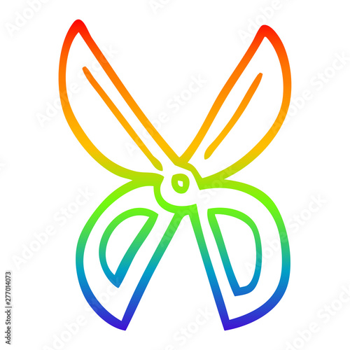rainbow gradient line drawing cartoon scissors