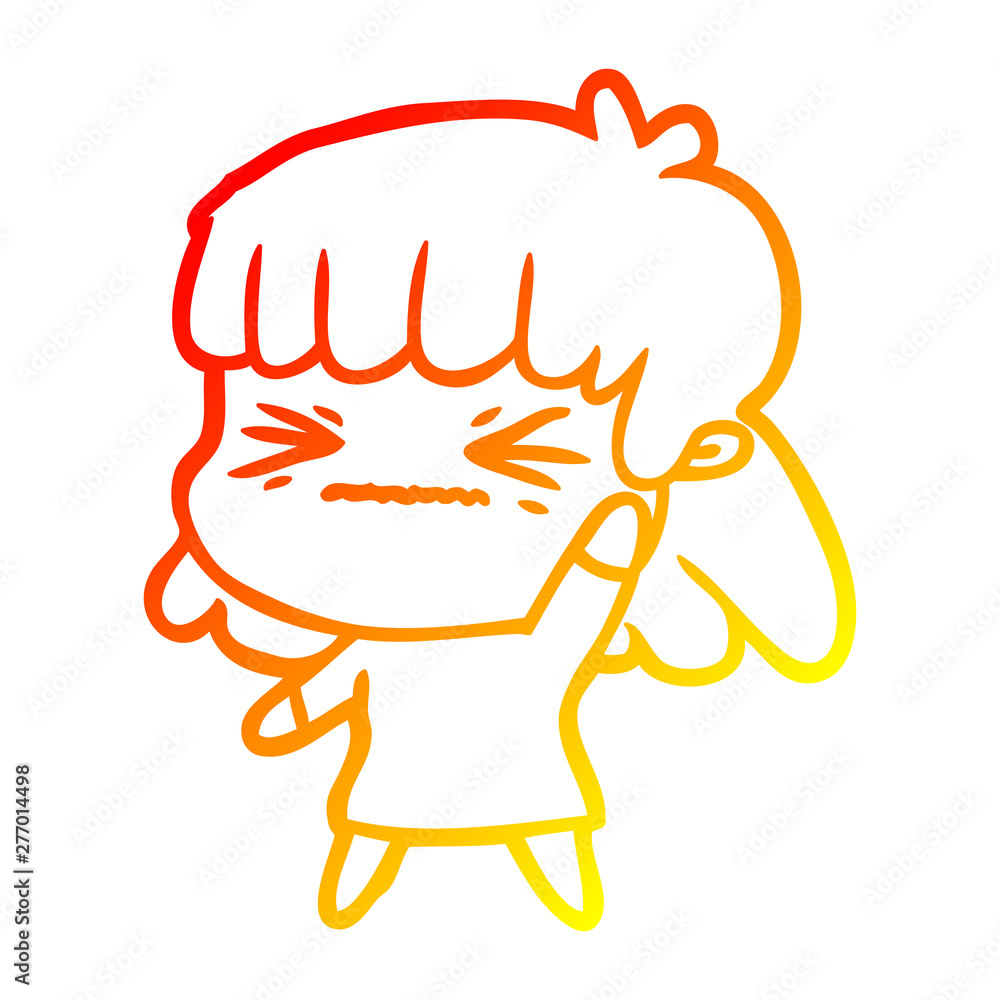 warm gradient line drawing cartoon woman warm gradient line drawing cartoon woman