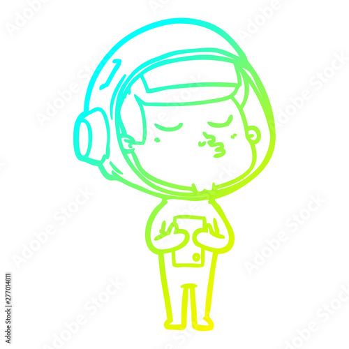 cold gradient line drawing cartoon confident astronaut