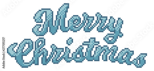 Merry Christmas message in an 8 bit pixel art video game style