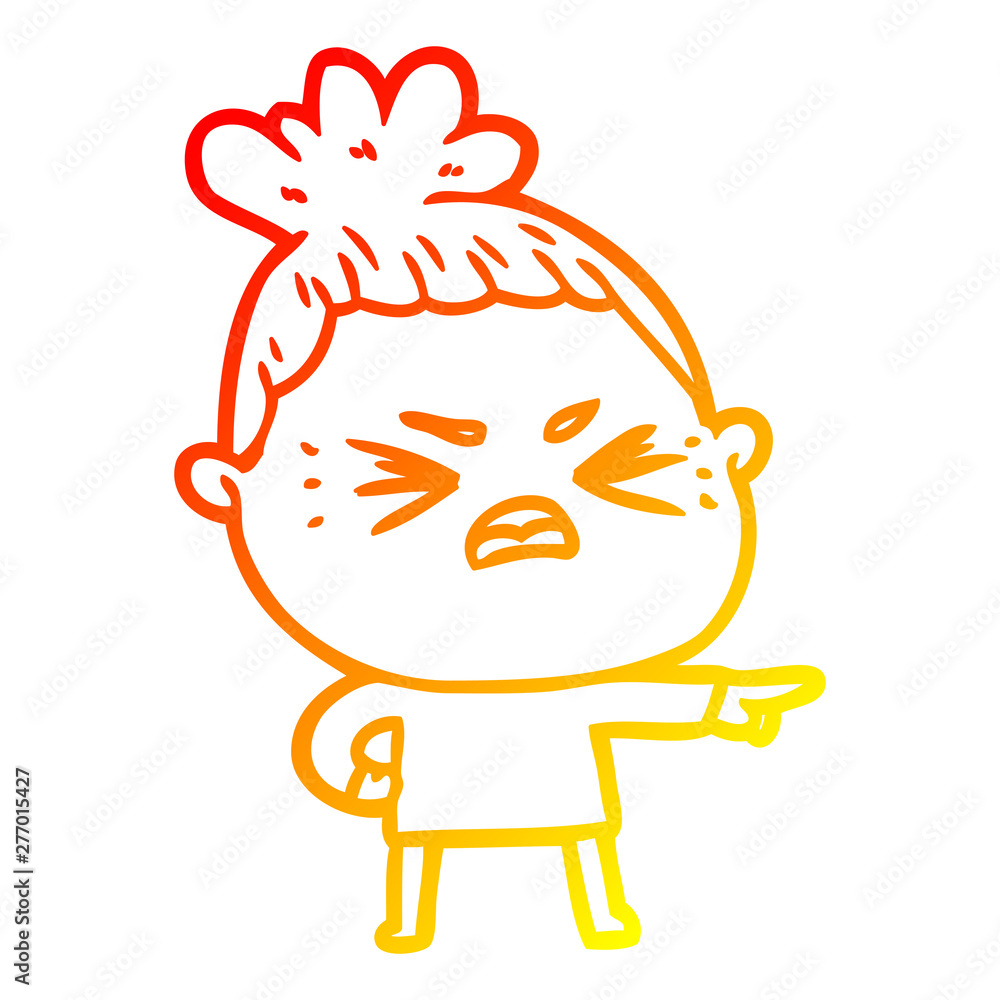 warm gradient line drawing cartoon angry woman warm gradient line drawing cartoon angry woman