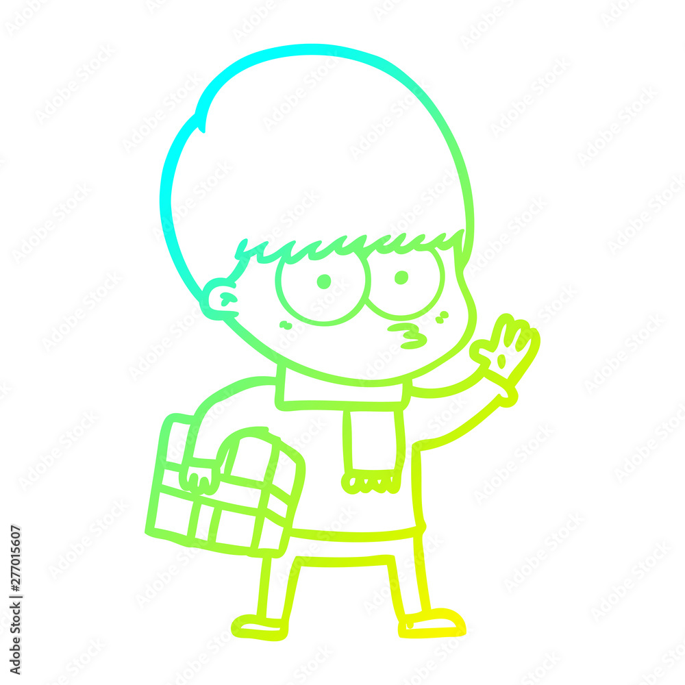 cold gradient line drawing nervous cartoon boy cold gradient line drawing nervous cartoon boy