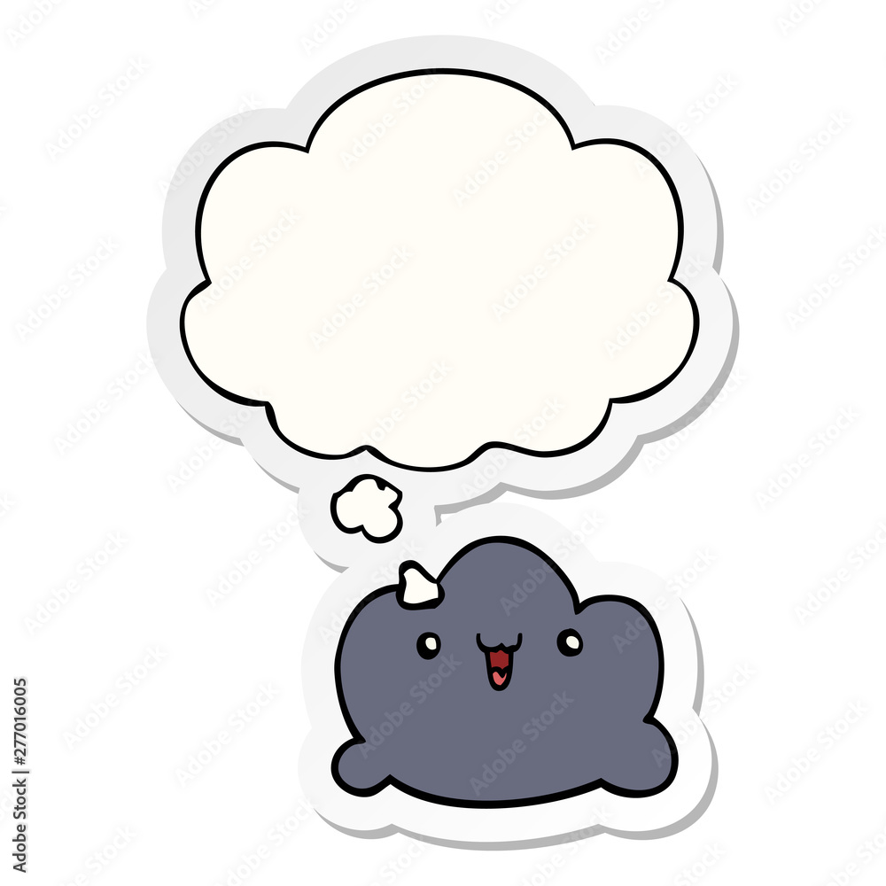 cartoon cloud and thought bubble as a printed sticker cartoon cloud and thought bubble as a printed sticker