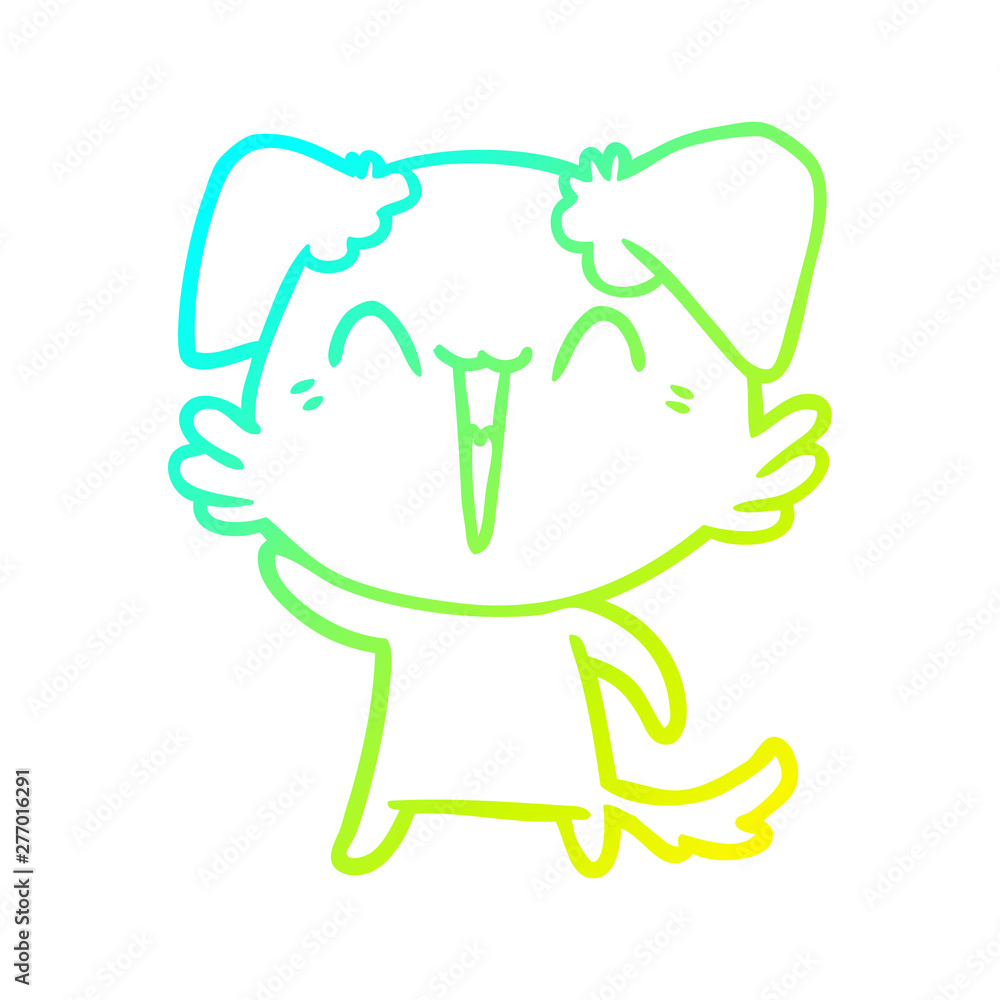 cold gradient line drawing waving little dog cartoon cold gradient line drawing waving little dog cartoon