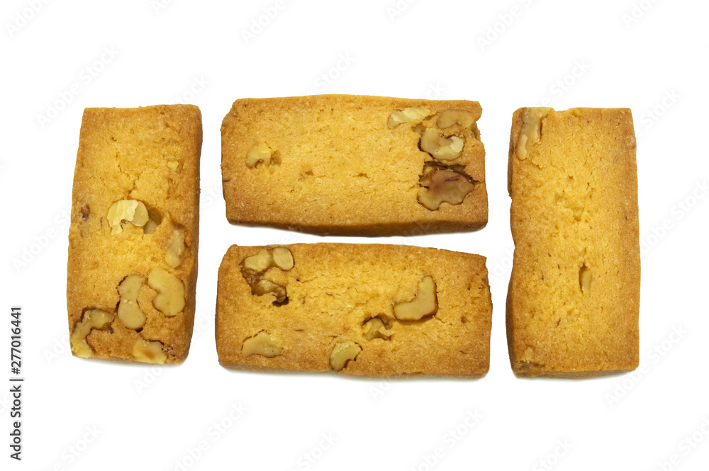 Biscuits single cracker homemade, Square and thick design, Apricot and Walnuts cookies and sweet flavored. Isolated on white background. Biscuits single cracker homemade, Square and thick design, Apricot and Walnuts cookies and sweet flavored. Isolated on white background.