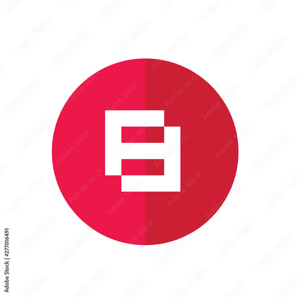 Circle Number 8 Logo Icon, White and Red Color, Simple Design Style - Vector Circle Number 8 Logo Icon, White and Red Color, Simple Design Style - Vector