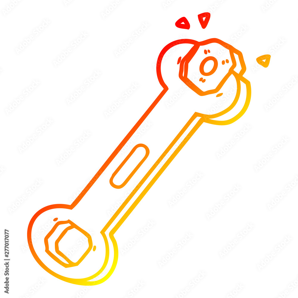warm gradient line drawing cartoon spanner turning nut warm gradient line drawing cartoon spanner turning nut