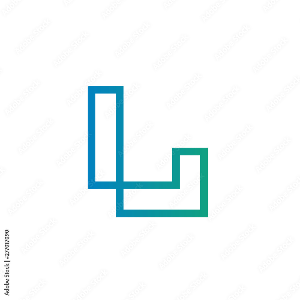L Initial Logo Design, Modern Digital Technology Icon Concept, Gradient Blue Green Color - Vector