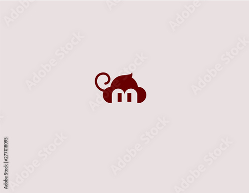 Creative abstract logo sign funny monkey minimalism