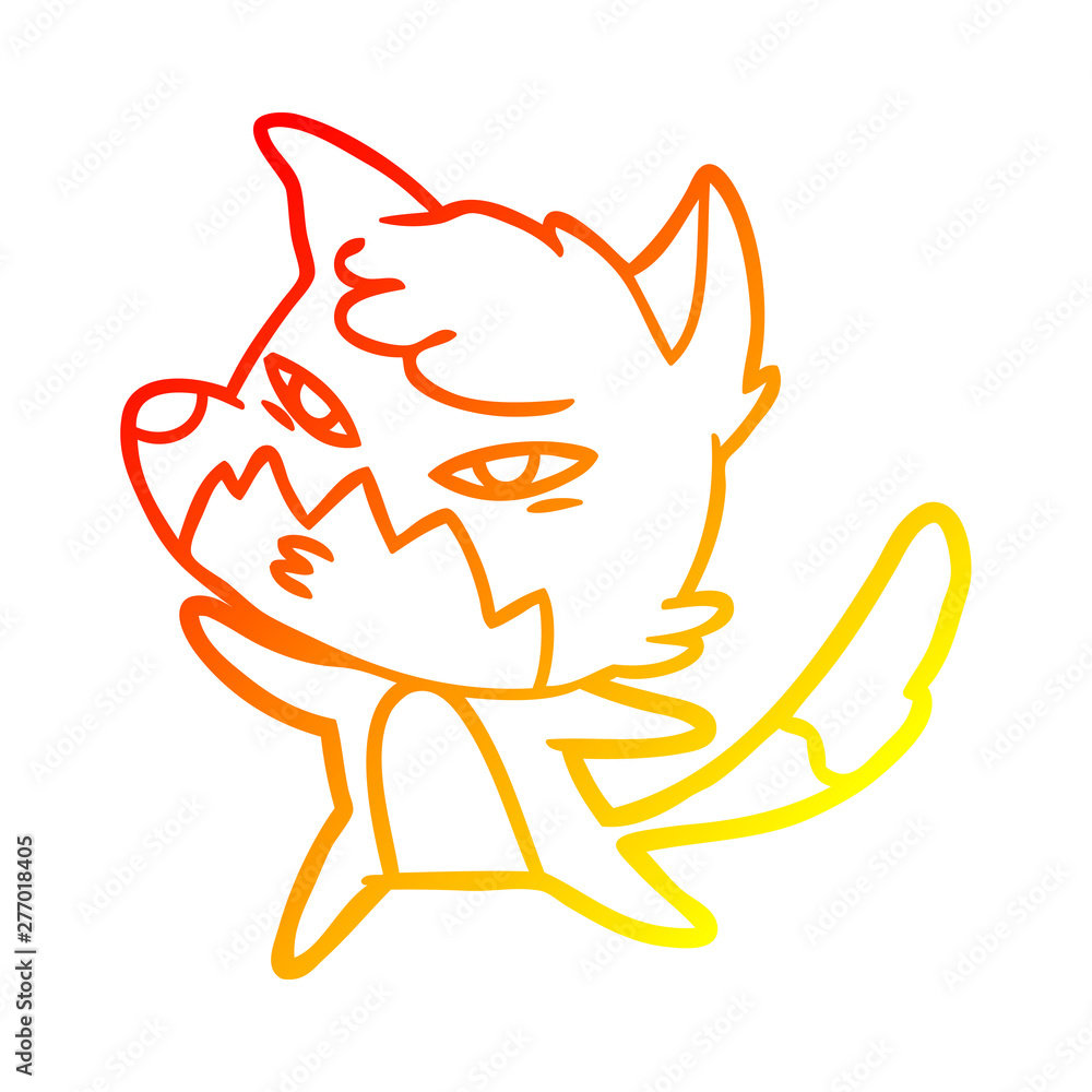 warm gradient line drawing clever cartoon fox warm gradient line drawing clever cartoon fox