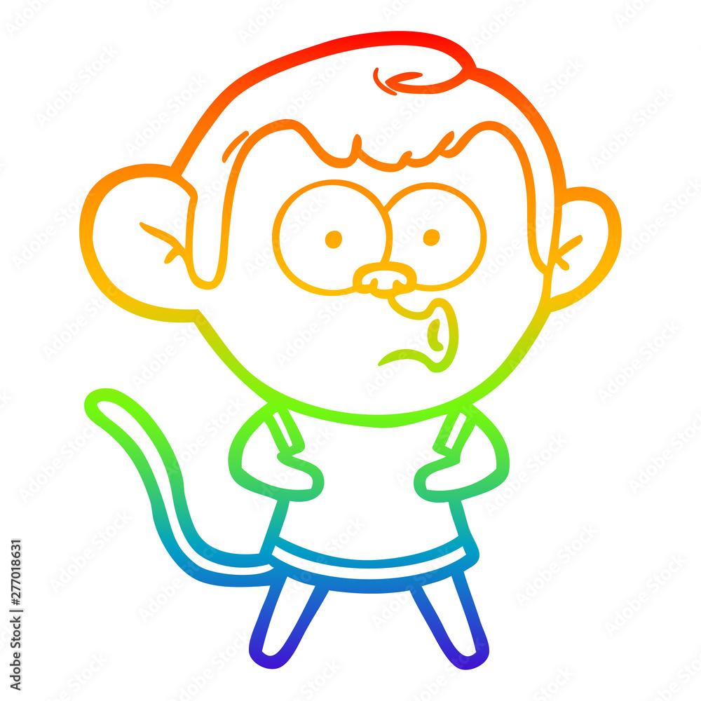 rainbow gradient line drawing cartoon surprised monkey rainbow gradient line drawing cartoon surprised monkey