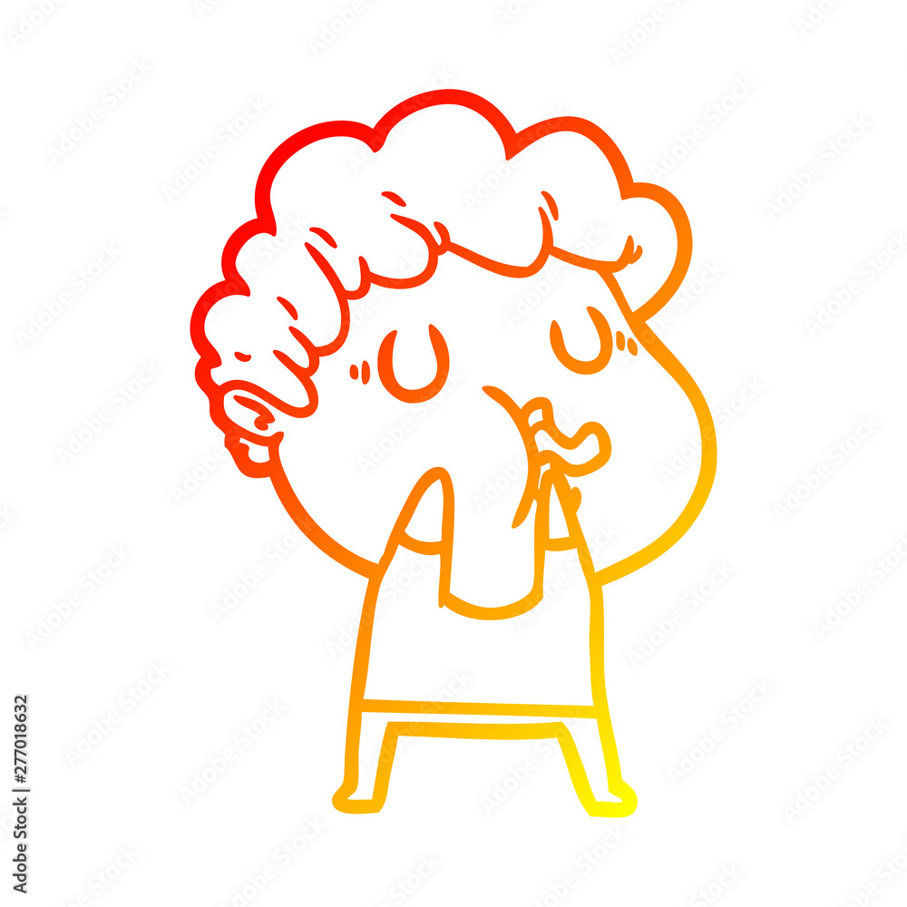 Obraz premium warm gradient line drawing cartoon man pulling face