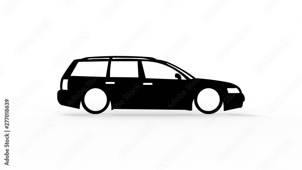3d rendering of the silhouette of a car isolated in white background