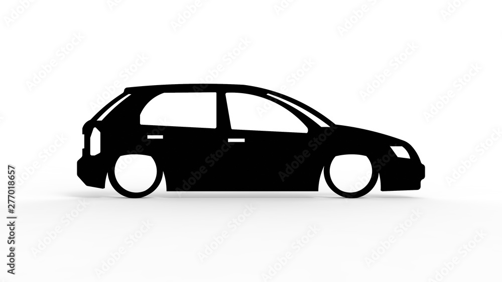 3d rendering of the silhouette of a car isolated in white background