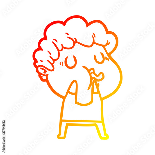 warm gradient line drawing cartoon man pulling face