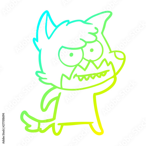 cold gradient line drawing cartoon grinning fox