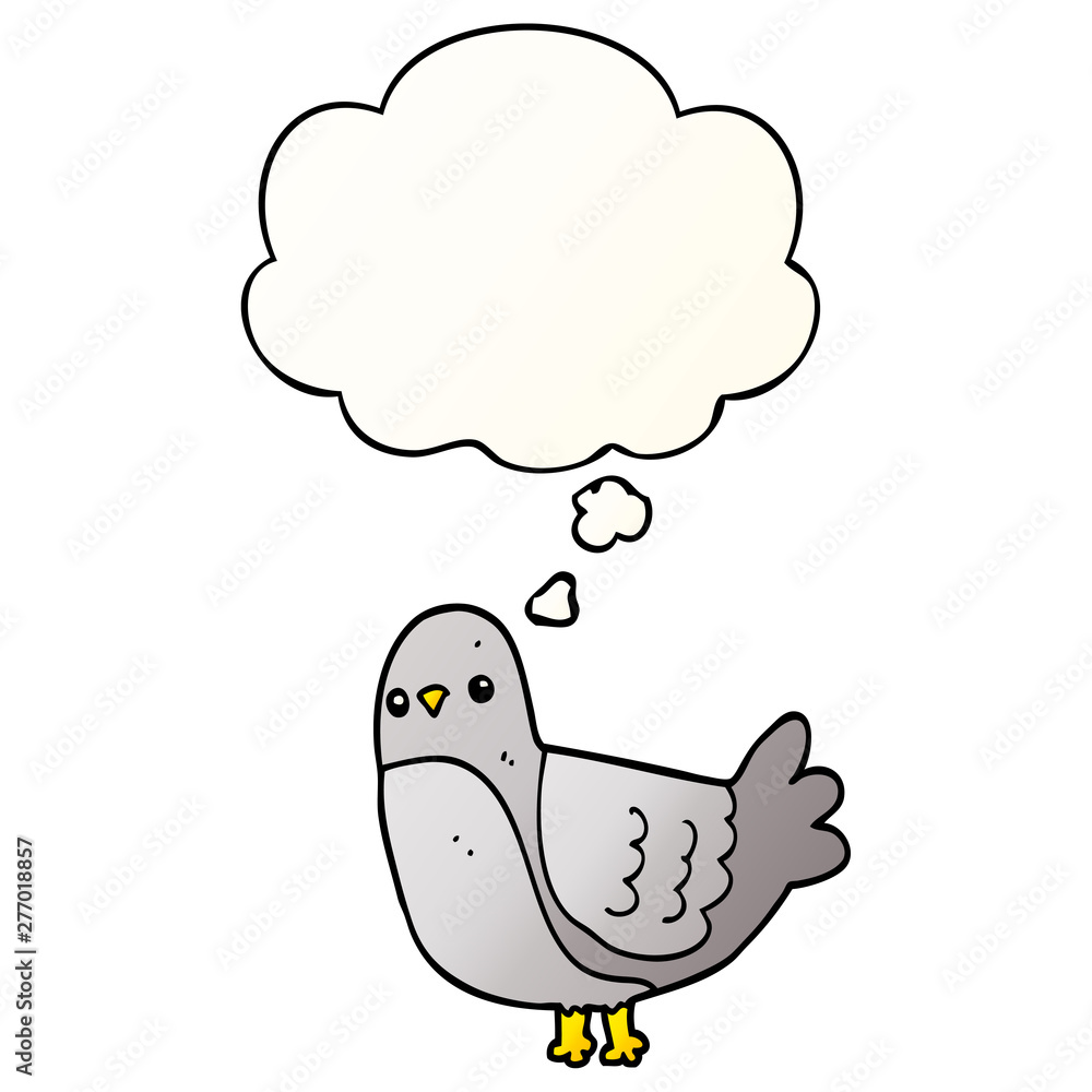 cartoon bird and thought bubble in smooth gradient style cartoon bird and thought bubble in smooth gradient style
