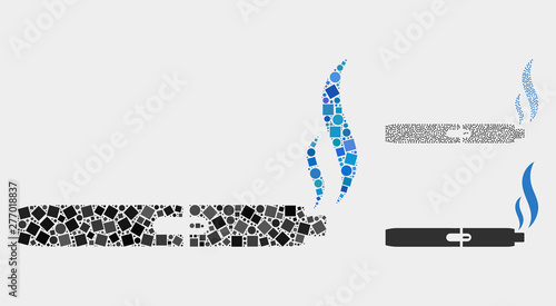 Mosaic Vape smoke icon constructed from spheric and square elements in different sizes, positions and proportions.