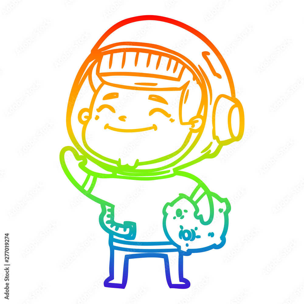 rainbow gradient line drawing happy cartoon astronaut rainbow gradient line drawing happy cartoon astronaut