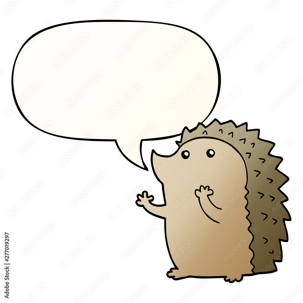 cartoon hedgehog and speech bubble in smooth gradient style cartoon hedgehog and speech bubble in smooth gradient style