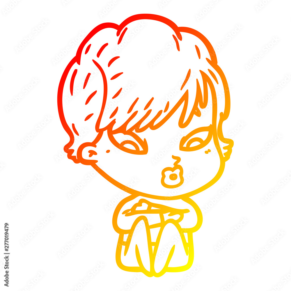 warm gradient line drawing cartoon woman warm gradient line drawing cartoon woman