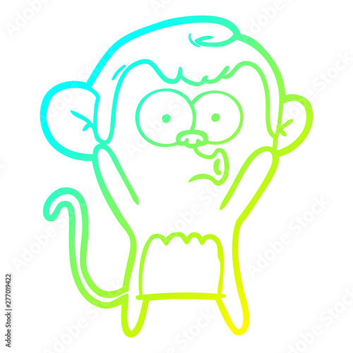 cold gradient line drawing cartoon surprised monkey