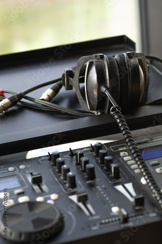 Mixing music console digital electronic device headphones